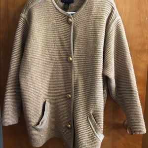 90s vintage Classiques merino wool cardigan gold metallic